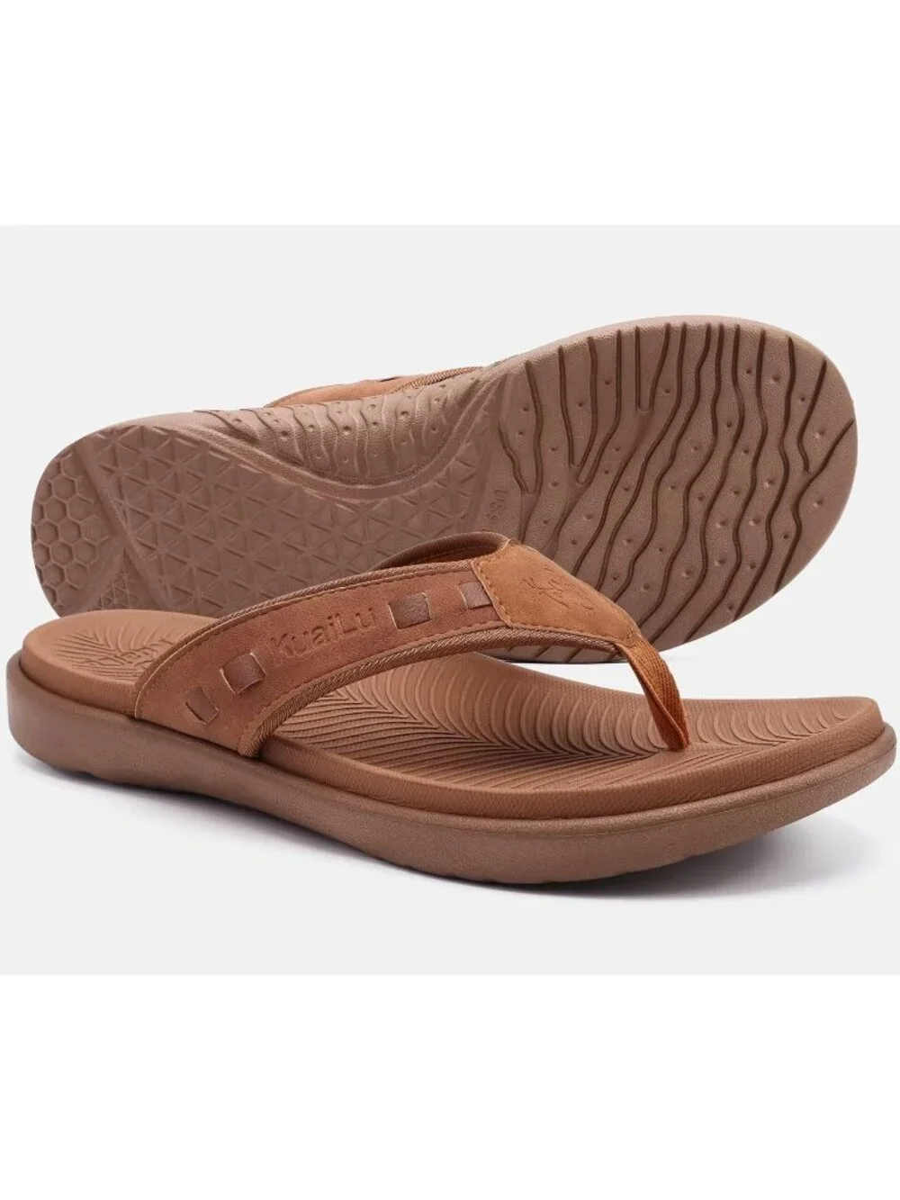 Men's Brown Sport Flip Flops Comfort Orthotic Thong Sandals Arch Support